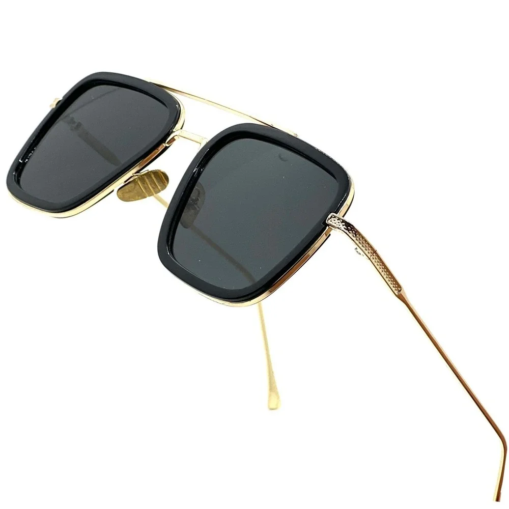 Square Sunglasses Metal Frame Comfortable Nose Pads for Men UV400 Lentes‎ Gafas